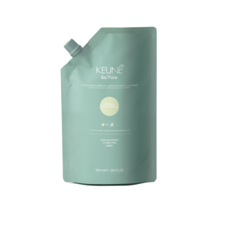 Keune So Pure concentrated conditioner refill pouch in teal/green with a white cap, front branding visible (KEUNE So Pure), 400 ml