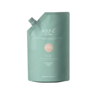 Mint-green Keune So Pure conditioner refill pouch with a screw-cap spout, 400 ml (13.5 fl oz).
