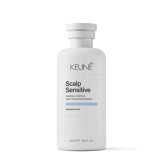 Keune Scalp Sensitive Soothing Conditioner bottle on white background, 250 ml size, minimal label.