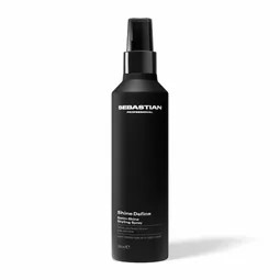 Black spray bottle labeled Shine Definition, a hair styling product, on a white background.