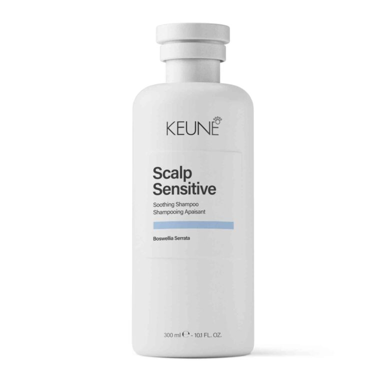 White Keune Scalp Sensitive soothing shampoo bottle (300 ml) against a white background, front view