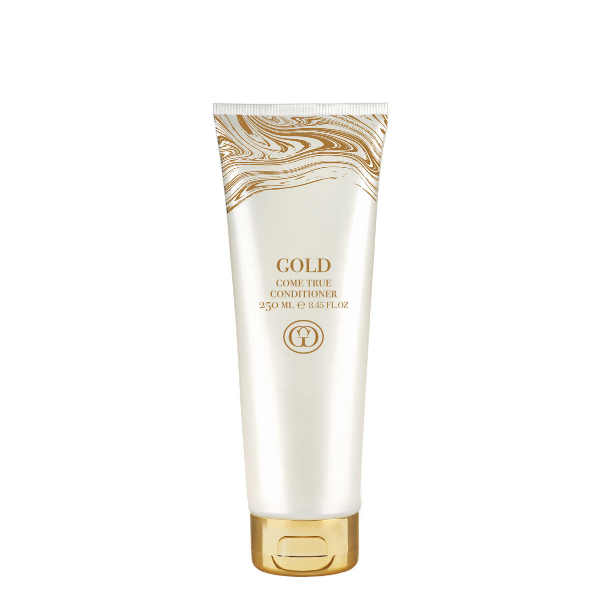 Gold Come True Conditioner tube with gold cap, white body and decorative gold swirl design (250 ml)