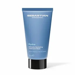 Blue Sebastian Professional Hydre Translucent Mask tube with black cap, standing upright on a white surface.