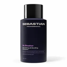 Sebastian Professional No Breaker nourishing and bonding treatment bottle, dark blue with a black cap.