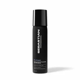 Black Sebastian professional hair product bottle with cap on a white background, standing upright.