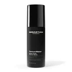 Sebastian Texture Maker texturizing spray bottle on a white background (black can with white label).