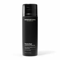Sebastian Professional Texturizer styling liquid gel bottle, black cylinder with black cap on a white background.