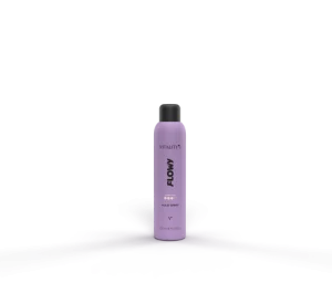 Purple handheld spray bottle labeled FLOW by Vitality’s stands upright on a purple surface with a pale purple backdrop (product photo).