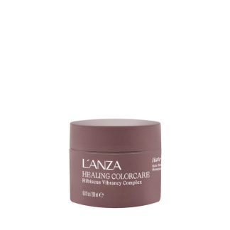 Brown L'ANZA Healing ColorCare Hibiscus Vibrancy Complex hair masque jar on a white background.