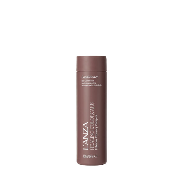 Brown conditioner bottle labeled 'Conditioner' and 'IANA Healing Colourcare' standing upright on white background.