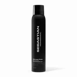 Black Sebastian Professional Mousse Forte bottle on a white background, a hair styling product from the brand.