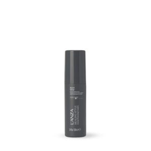 Dark gray spray bottle labeled LÃ¡nza Healing Hair Style Beach Spray on a white background.