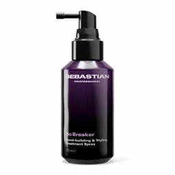 Purple Sebastian Professional No Breaker bond-building styling treatment spray bottle with pump, a hair care product.
